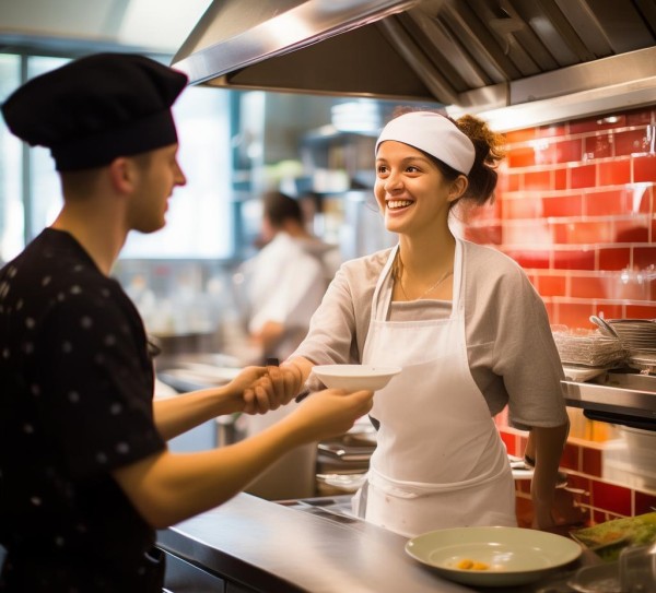 服务员与厨师的贴心协作,打造高效、舒适烹饪体验。